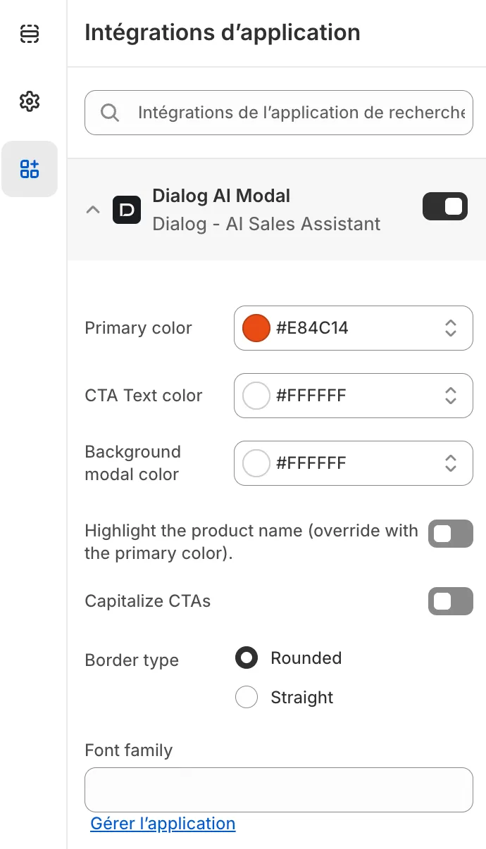 Shopify theme settings for Dialog